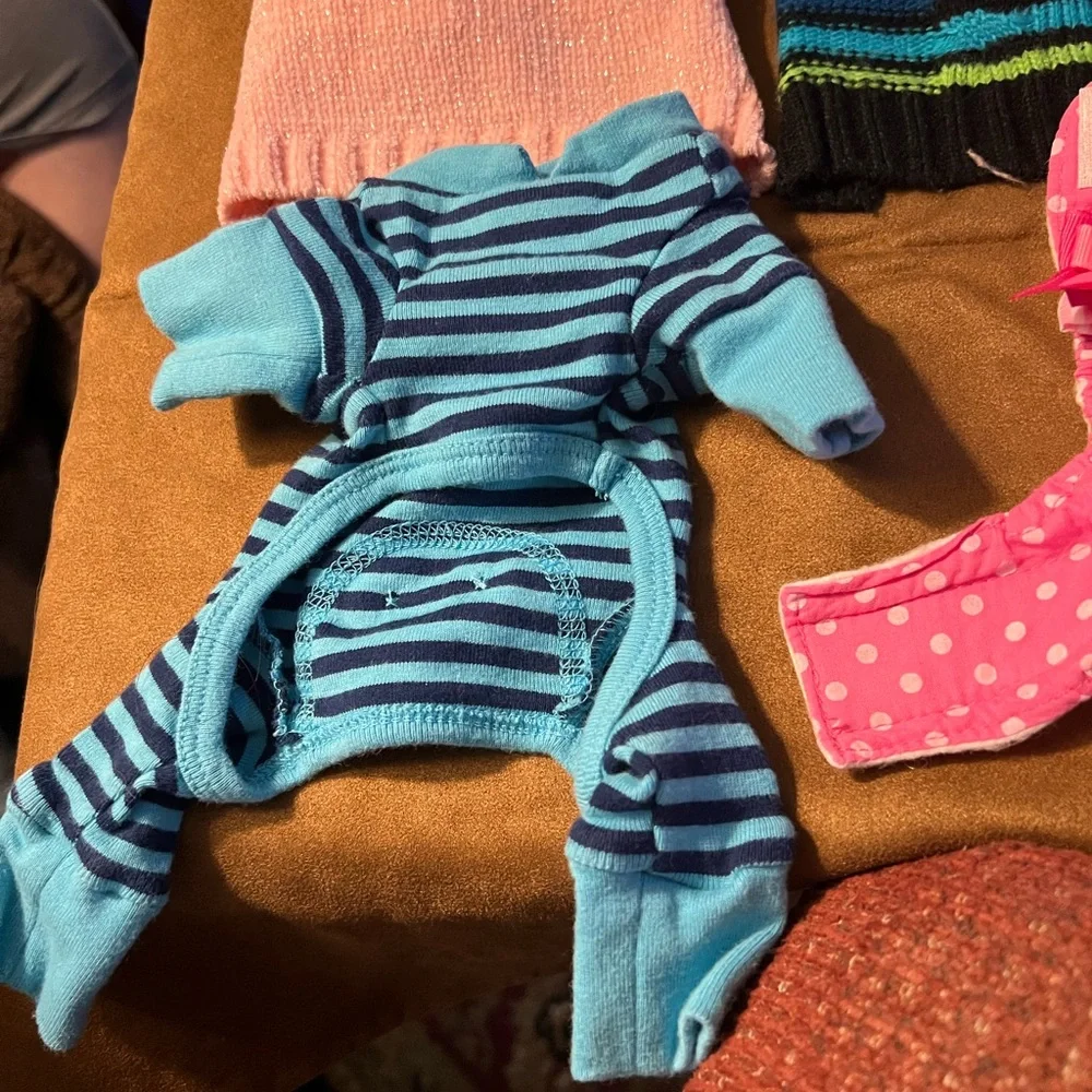 Bundle of Dog XXS SLEEPERS, sweaters and diaper cover